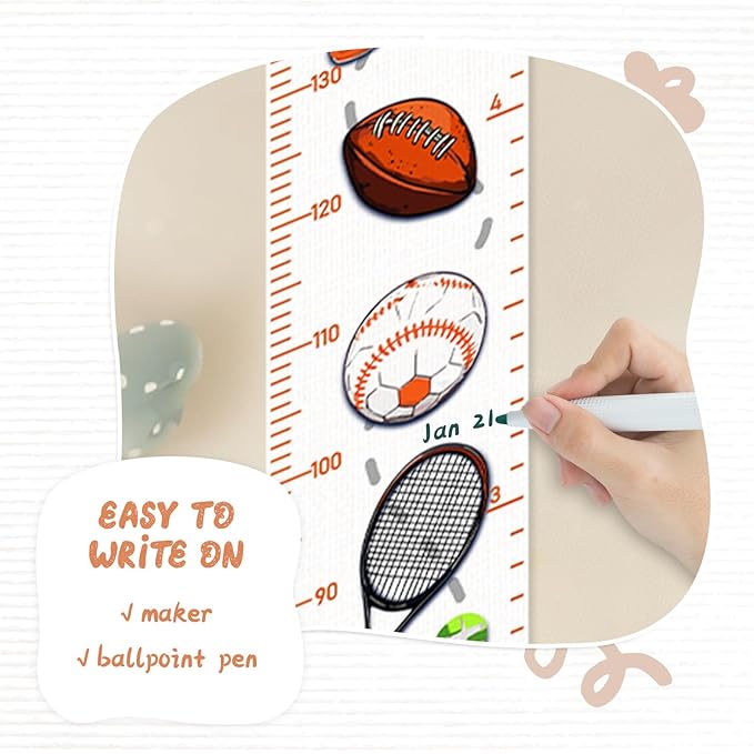 Personalized Name Growth Chart for Kids, Ball Measuring Height Chart, Meaningful Memories Through Kid Size Chart Measurement, Growth Chart Ruler for Wall, Toddler Room Decor