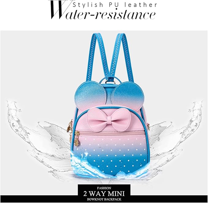 KL928 Girls Bowknot Polka Dot Cute Mini Backpack Small Daypacks Convertible Shoulder Bag Purse for Women