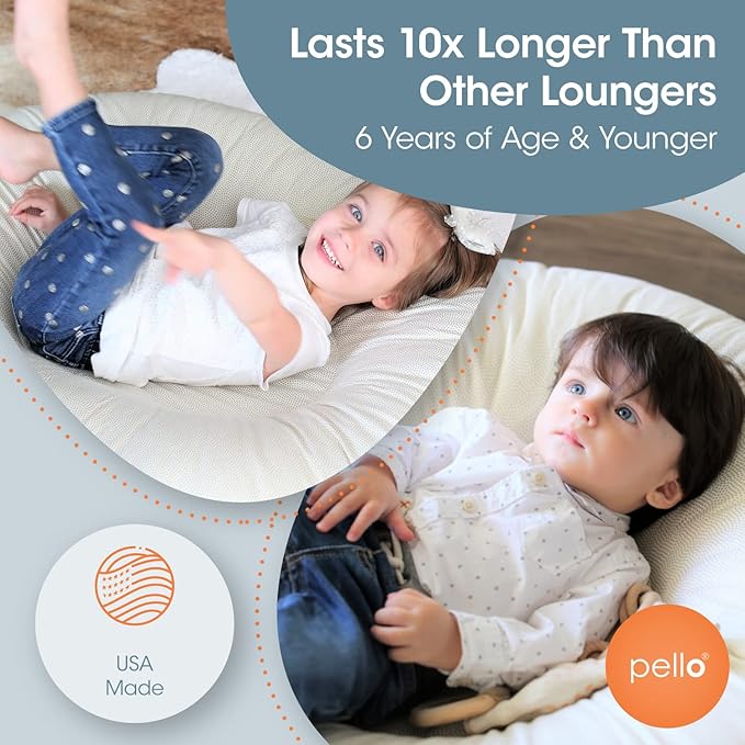 Pello Multi-use Luxe Baby, Floor Cushion/Play Mat/Lounger (Serenity/Gray)