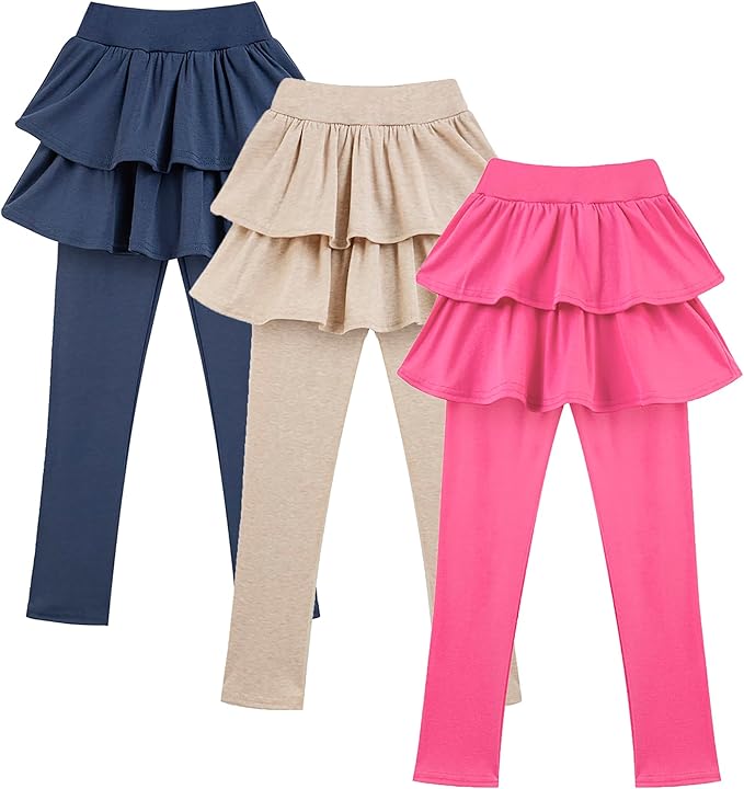 Girls School Uniform Pants Leggings with Skirts Stretch Warm Jegging 4-12 Years