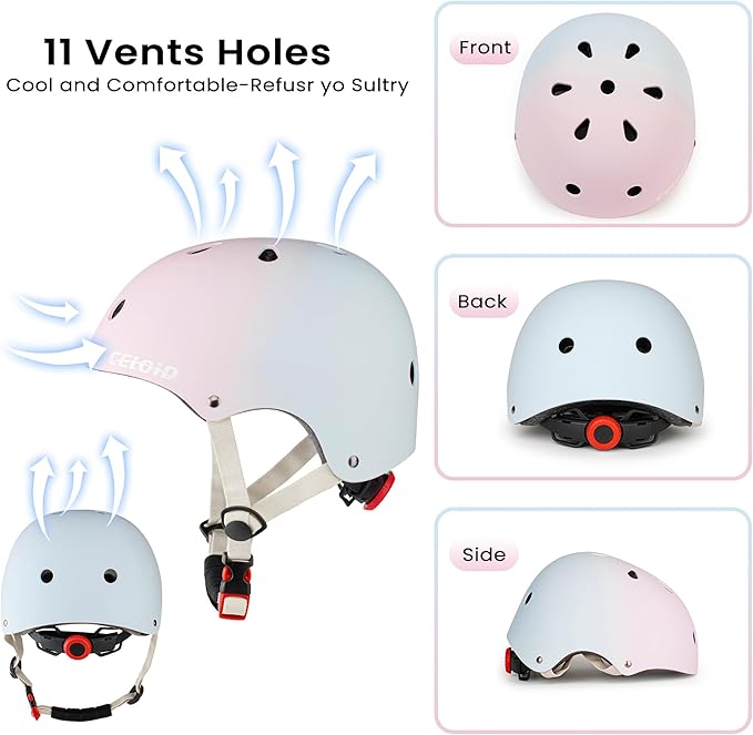 Kids Bike Helmet,Toddler Skateboard Helmets for Ages 2-3-5-8-14 Years Boys Girls，Adjustable Multi-Sport Bicycle Skateboarding Football Roller Skating Scooter Rollerblade Balance Bike Helmet