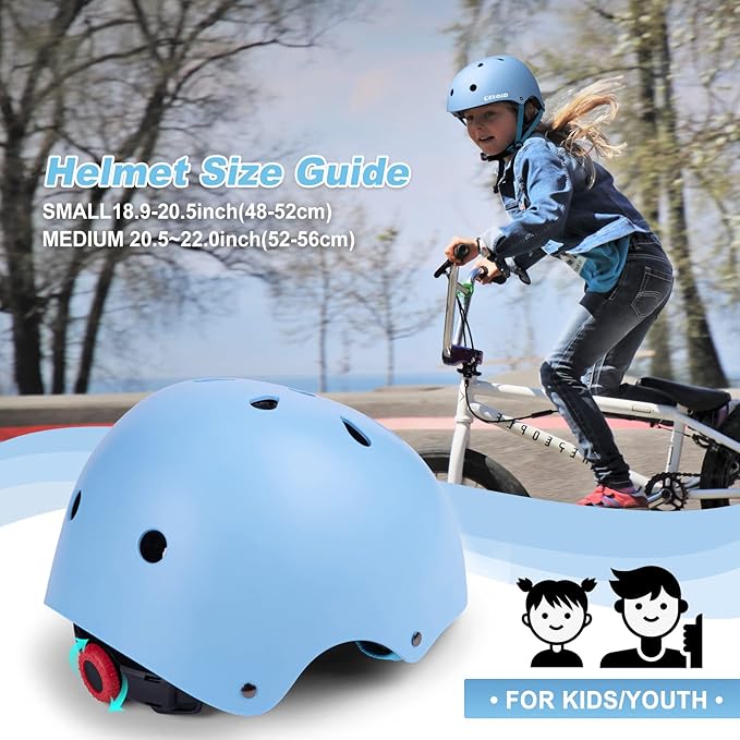 Kids Bike Skateboard Helmet Pad Set,Toddler Cyling Protective Gear Knee & Elbow Pads Wrist Guards for 5-8-10-12-14-16 Years Girls Boys Bicycle Scooter Roller Skate Inline Skating Rollerblading