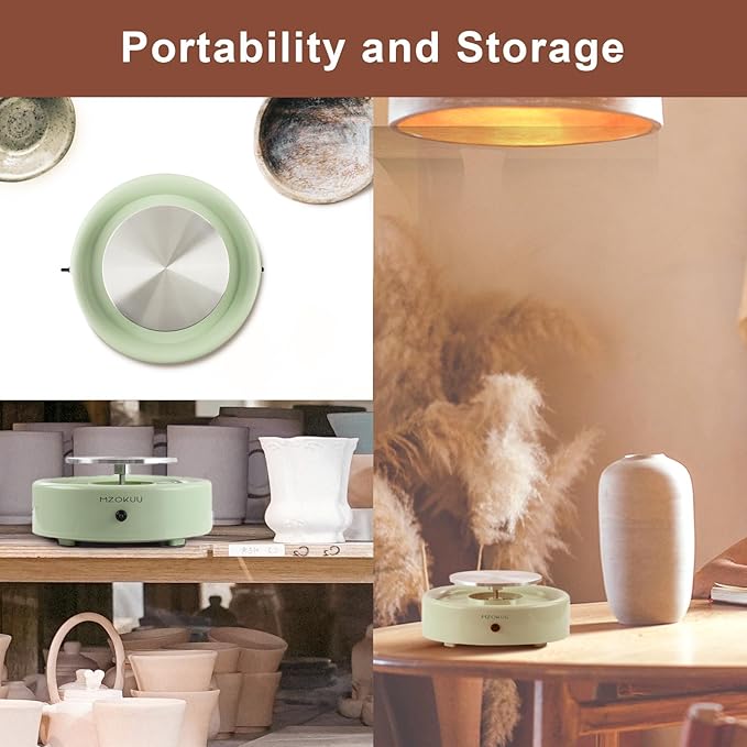 Mini Pottery Wheel Kit - 6" Pottery Wheel for Kids, Teens & Adults Beginners, 2 Lb Air Dry Clay & 18PCS Clay Tools Included, Crafts for Home DIY, Ceramic Work & Art Creatio