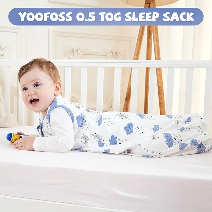 Yoofoss Baby Sleep Sack 12-18 Months Baby Wearable Blanket 100% Organic Cotton 2-Way Zipper TOG 0.5 Toddler Sleeping Sack 3 Pack, Lightweight Sleep Sacks for Babies