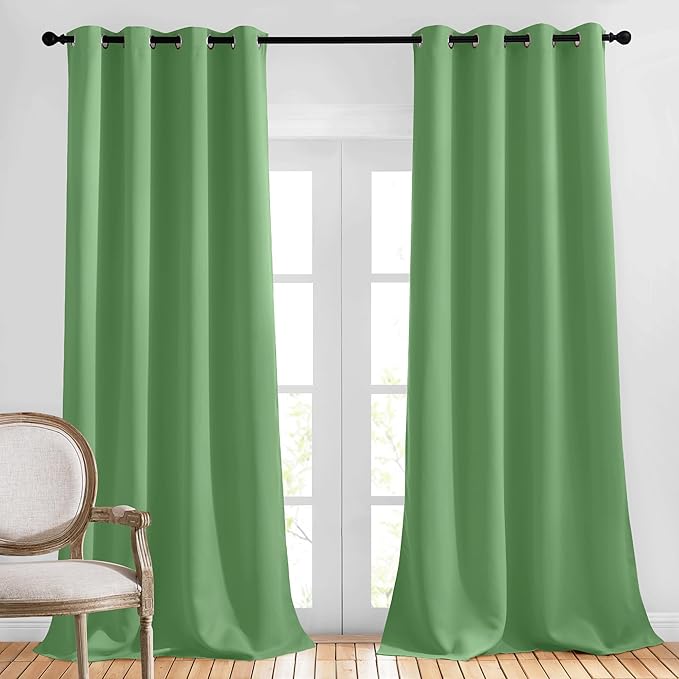 NICETOWN Patio Glass Door Panels - (52 inches Wide x 120 inches Long, Forest Green, 1 Pair) Blackout Curtains for Window Decoration, Privacy Panel Drapes for Dining Room and Guest Room