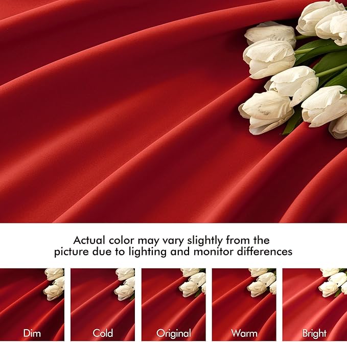 MIULEE Red Back Tab Blackout Curtain 96 Inch Long 2 Panels Set for Living Room Bedroom, Rod Pocket/Pinch Pleat Thermal Insulated Room Darkening Pleated Light Blocking Floor to Ceiling Drape