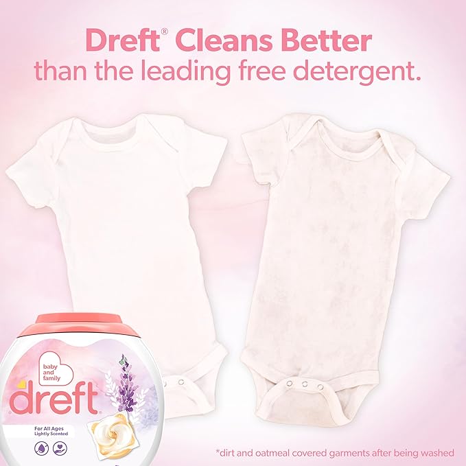 Dreft Laundry Detergent XL Pacs, Light Scent, Lavender, 18 Count
