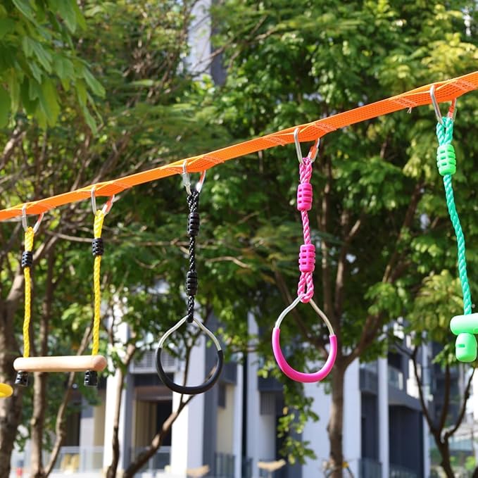 Kids Ninja Monkey Bars 2 Packs for Slackline Accessories for Slackline Obstacle Course for Backyard Attachments to Most Any Home Playground Equipment Sets