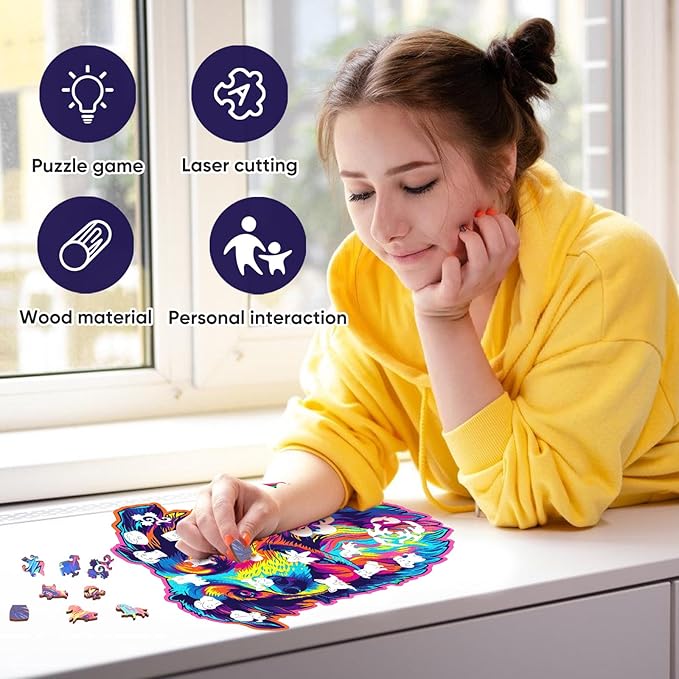 Australian Shepherd Dogs Wooden Puzzle Stained Colorful (9.7 * 11.2in-200pcs) Art Painting Wooden Puzzle for Kids Adults, Birthday Mother's Father's Day Christmas for Dad Mom Son Daughter