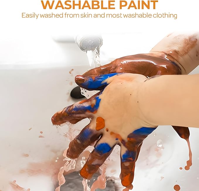 Nicpro 12 Colors Large Washable Paint Set for Kid (16.9oz,500 ml), Acrylic Bulk Paint Supplies Non Toxic Children Tempera Paint for Art, Craft DIY, Poster & Finger Paint, School, Home,Classroom, Party