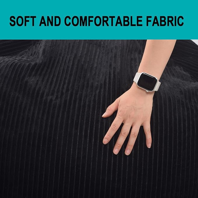 Bean Bag Chairs with Faux Rabbit Fur Cover, 3 ft Giant Memory Foam Bean Bag Chairs for Adults/Teens with Filling,Ultra Soft Faux Fur Fabric, Round Sofa for Living Room Bedroom College Dorm