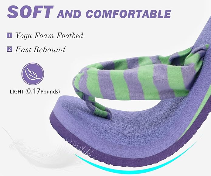 KuaiLu Flip Flops for Women with Arch Support Yoga Mat Comfortable Summer Beach Walking Thong Cushion Sandals Slip On Indoor Outdoor