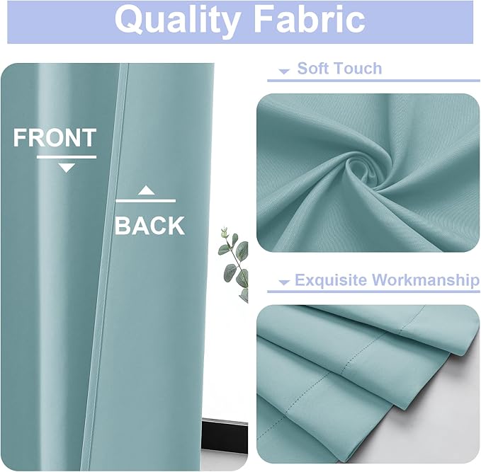 Simplebrand Ava Aqua Blackout Curtains for Bedroom 96 Inches Long 2 Panels, Solid Thermal Insulated, Energy Saving Nursery Window Treatment Curtains Blackout Drapes, W40 x L96 Inch, Aqua