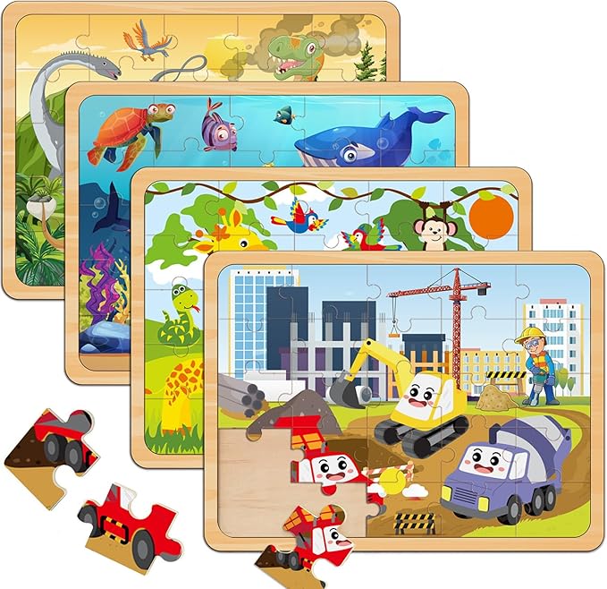 Puzzles for Kids Ages 4-6, Set of 4 Packs with 24-Piece,Preschool Educational Brain Teaser Toys for Boys and Girls 3-8 Years Old