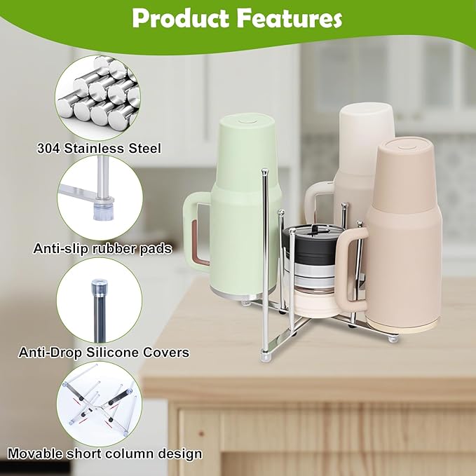 Plastic Bag Drying Holder, Bottle Drying Rack, Multifunctional Kitchen Grocery Bag Stand, Collapsible Cup Draining Rack for Wine Decanter, Mugs, Mason Jars, Water Bottle (10.63 Inches Height)