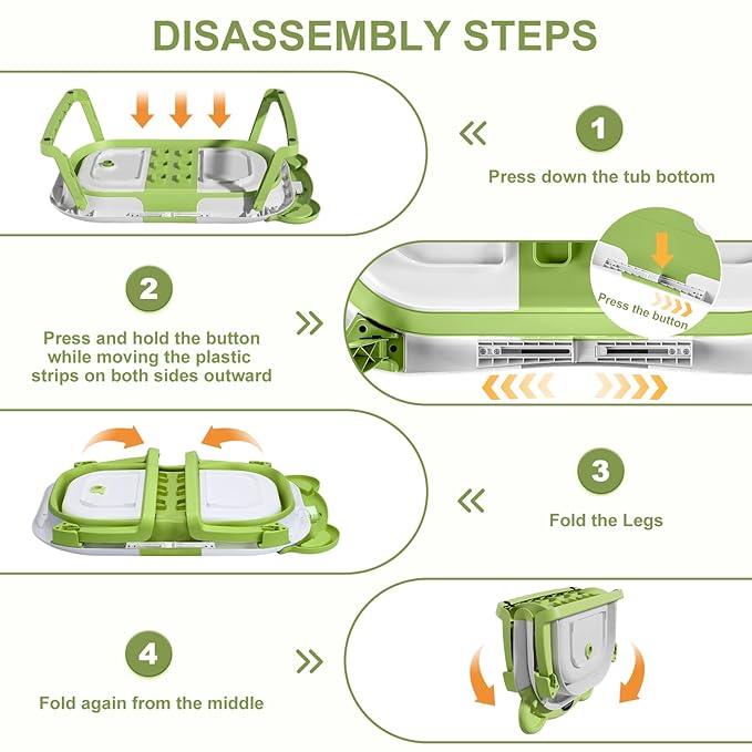 TPN Collapsible Baby Bathtub, Baby Bath Tub with Soft Cushion & Real-Time Thermometer, Baby Bathtub Infant to Toddler Tub (0-36 Months), Portable Newborn Travel Bath tub