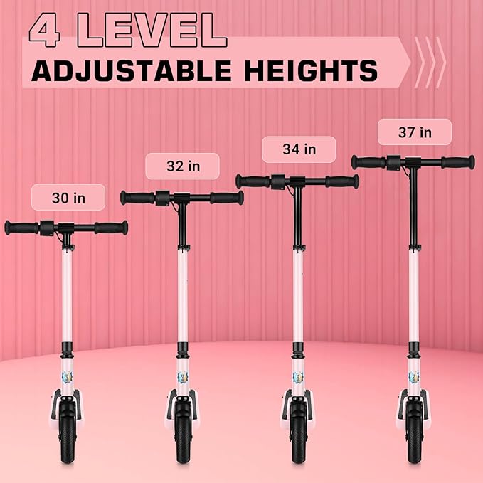 Caroma Electric Scooter for Kids Ages 6-12,150W/180WMotor,10 MPH Max Speed & 7 Miles,Colorful Lights,Adjustable Height & Speed,LED Display,Foldable Kids Electric Scooter 132 Lbs Max Load,Idea Gift