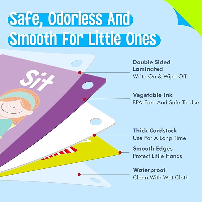 52 PCS Word Flashcards, 52 CVC Words & 52 CVCC, CCVC Words Double-Sided Cards with 2 Rings, Vocabulary Phonics Learning, Educational Tool for Preschool, Kindergarten, Toddlers