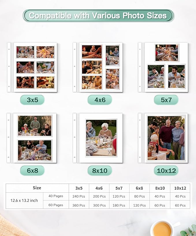 Popotop Photo Album Self Adhesive Scrapbook Album for 4x6 5x7 8x10 Pictures DIY Photo Book as Scrapbooking Supplies Kits, Birthday Gifts for Women Mom Wedding Baby Family Travel