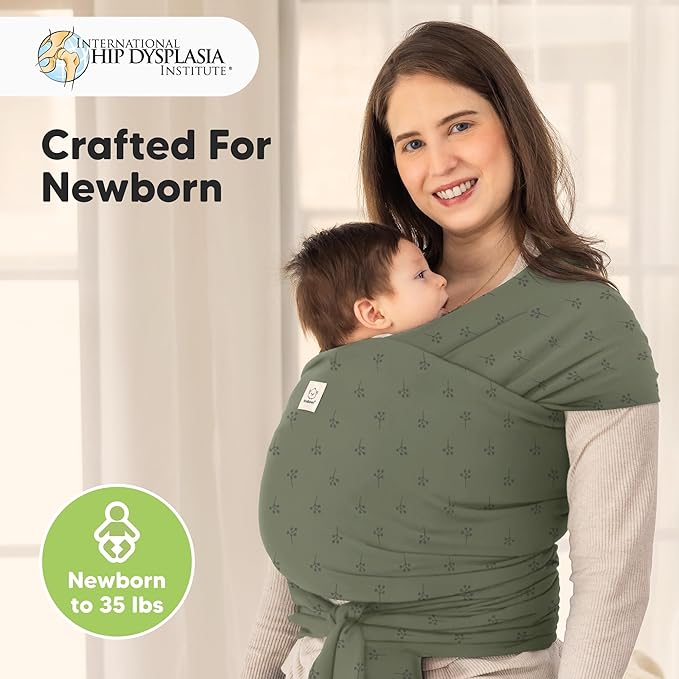 KeaBabies Baby Wrap Carrier - All in 1 Original Baby Carrier Newborn to Toddler Sling, Easy to Wear, Hands Free Bonding, Lightweight, Breathable Infant Wraps (Forest)