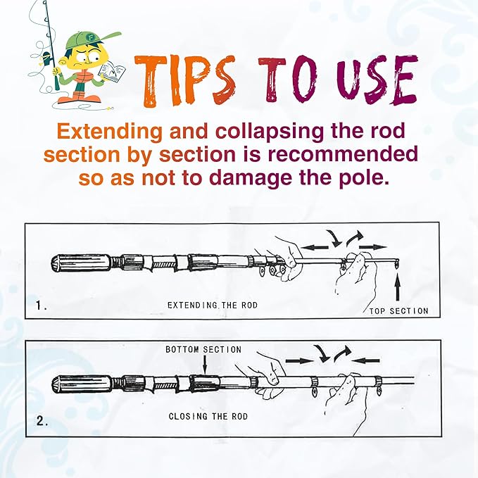 Kids Fishing Pole, Telescopic Fishing Rod, Toddler Collapsible Fishing Rod and Reel Combo with Tackle Box, Fishing Line, Bobber, and Soft Lures for Boy, Girl, Youth, Beginner, Over 4 Years Old