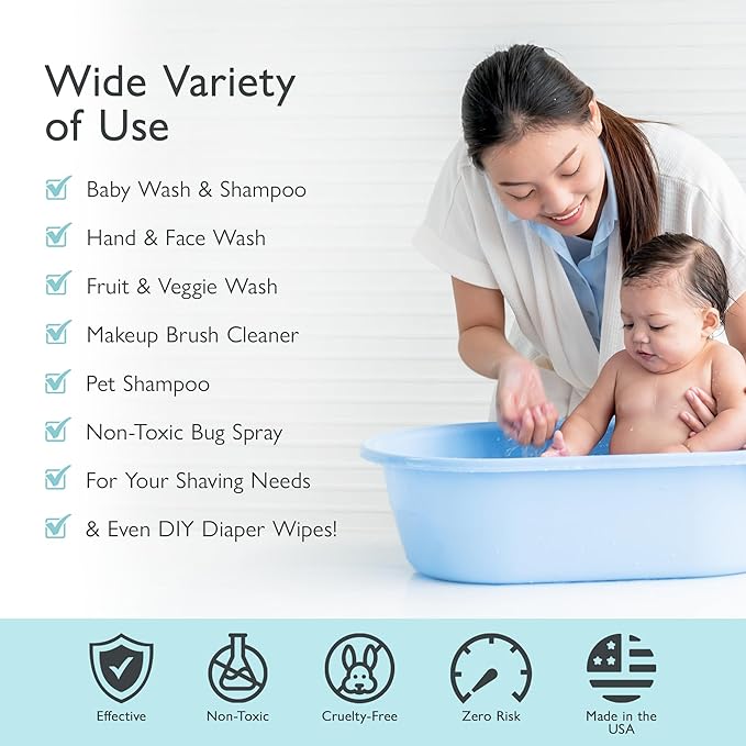 SoCal Suds & Company - 2-in-1 Organic Foaming Baby Wash Castile Soap & Shampoo Refill - Gentle Body Soap for Sensitive Gentle Bath -Nourishing Soothing Ingredients -Newborn Baby - Fragrance Free, 32oz