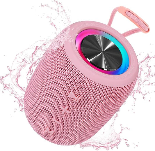 Portable Bluetooth Speaker, BT5.3 Wireless Speaker 20W Bass Diaphragms with Multi LED Light Dynamic Modes, IPX6 Waterproof 16H Playtime supports FM Mode, TF, USB for Home, Cycling, Outdoor, Beach