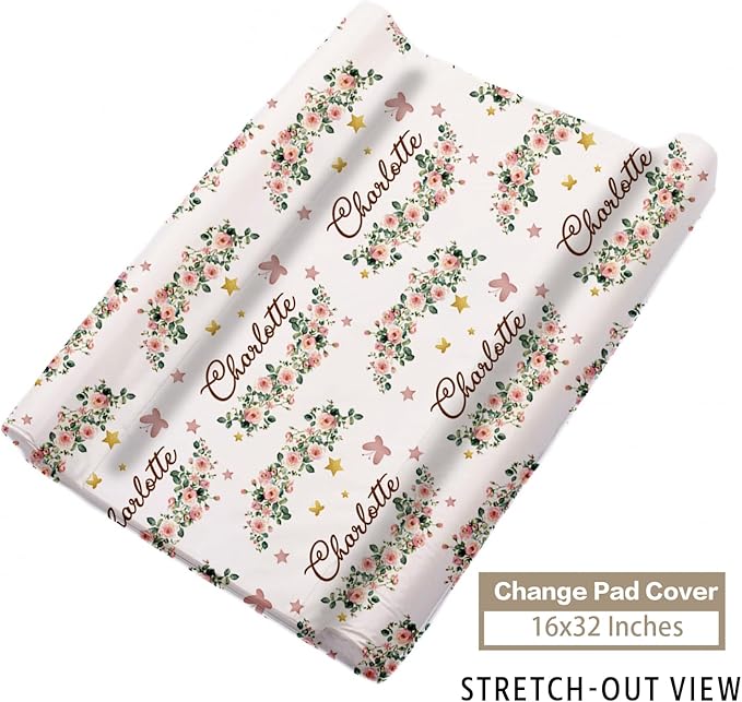 Custom Name Crib Bedding Set - Leopard Theme, Personalized Yellow Flower Nursery Bedding 3-Piece Set– Soft Blanket, Fitted Sheet, Changing Pad Cover – for Newborns Girls Nursery Gifts