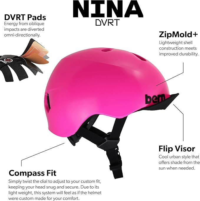 Bern Nino Bike Helmet for Kids, Ages 3-12, Flip Visor, Adjustable fit, Lightweight, CPSC Safety Certified