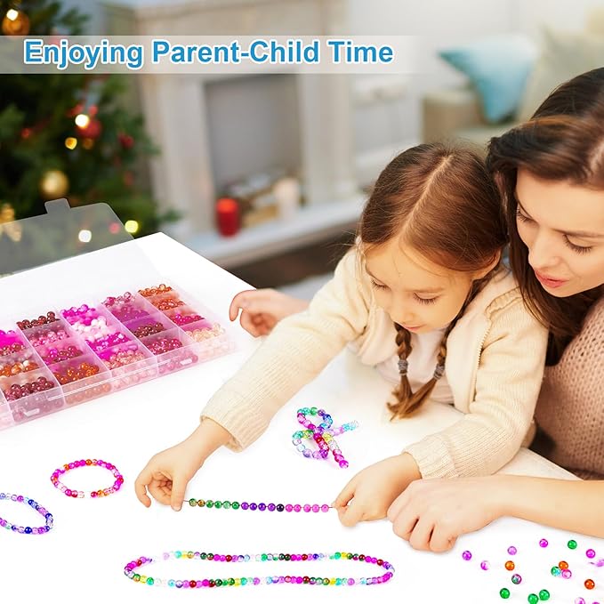 XSEINO About 7200pcs 144 Colors 6mm Crackle Glass Beads Bracelet Making Kit,6Box Different Style Crack Series Colorful Crystal Beads for Bracelet Jewelry Making,DIY Crafts,Friendship Bracelets