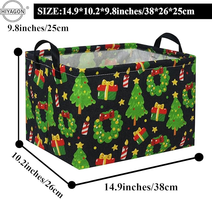 HIYAGON Rectangular Basket Box Organizer for Families - Baby Storage Bin for Boy and Girls - Christmas Room Decor