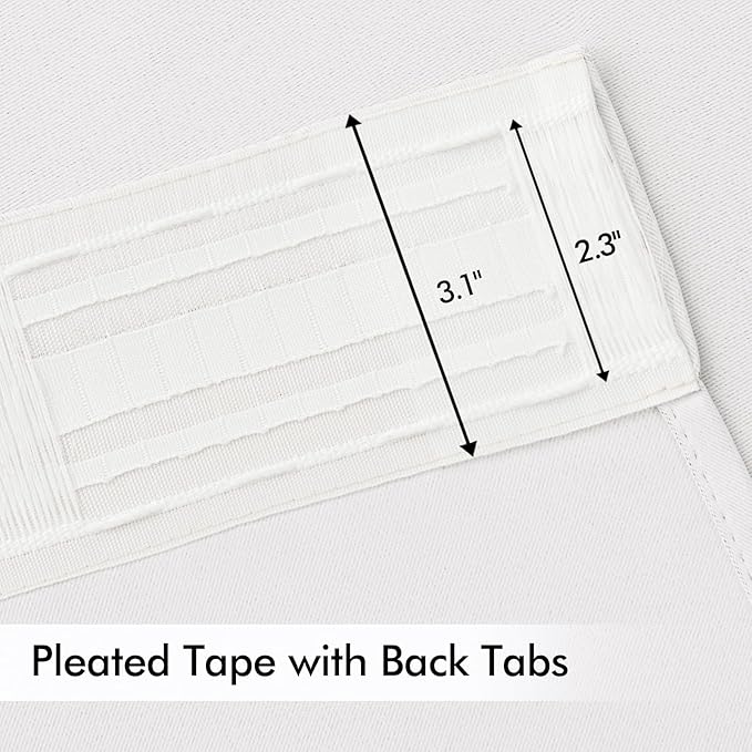 MIULEE Pure White Back Tab Light Blocking Curtains 72 Inch Length 2 Panels Set for Living Room Bedroom Privacy, Rod Pocket/Pinch Pleat Thermal Insulated Room Darkening Pleated Blackout Drapes