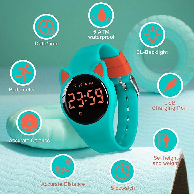 Kids Watches for Girls Boys Digital Sport Watch with Step Counter Pedometer Vibration Alarm Clock, No App Waterproof Fitness Tracker Kids Watch Boys Girls Teens Students Ages 5-16