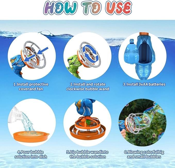 Dino Bubble Gun Bubble Machine for Dinosaur Bubble Blower Toy for Kids and Toddlers Bubble in Bubble Gun Party Favors Birthday for 3 4 5 6 7 8 9 10+Years Old Boys and Girls (Blue)