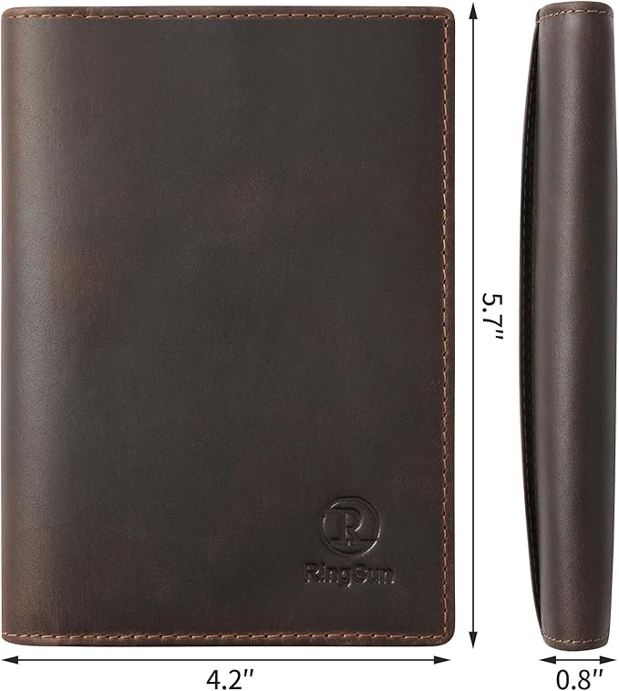 Ringsun Leather Passport Cover for Men Women, RFID Passport Wallet Case Travel Passport Holder for Family