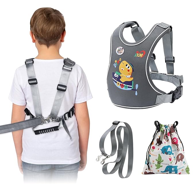 2025 New Safety Harness for Autism and Special Needs Child (3-6 yrs), Anti-Elopement Vest Harness with Light Reflector and Grab Handle for Active, Autistic ADHD Kids,Adjustable Tether Leash with Pouch