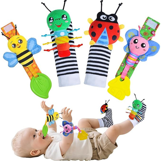 Baby Toys 0-6 Months,Soft Rattle Socks and Wristband Set,Hand and Foot Sensory Development Toys for Babies 0-12 Months with Infant Teething Toys,Shower Gifts for Newborn Boy and Girl