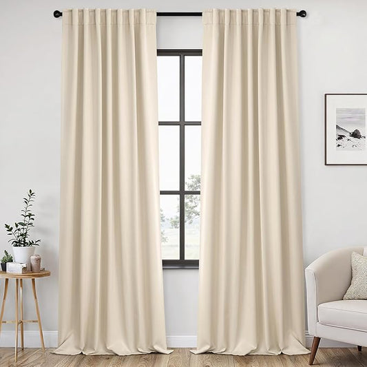 ANRODUO 120 Inch Room Darkening Curtains Extra Long Sage Green Light Blocking Curtains 2 Panels Set Thermal Insulated Blackout Drapes with Hooks, Rings, Clips 52x120