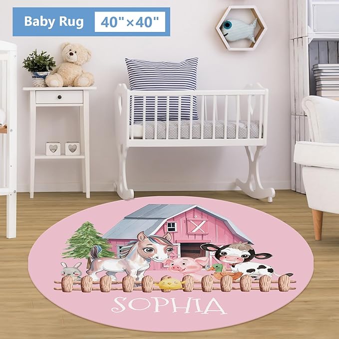 Personalized Baby Bedding Set, 5 Pcs Custom Crib Set With Name, Double Layer Nursery Bedding, Soft Farm Animal Set for Boy Girls, Customized Gift for Toddler Infant