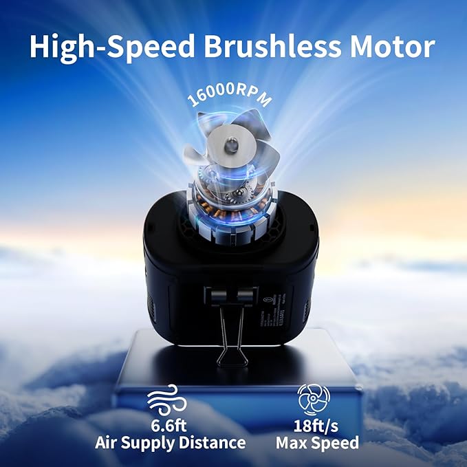 Socool 10000mAh Portable Waist Fan Clip on Wearable Belt Personal Fan Rechargeable Battery Operated With 5 Speeds & Flashlight Neck Hands-Free 40H Cooling For Outdoor Travel Camping Power Bank (Black)