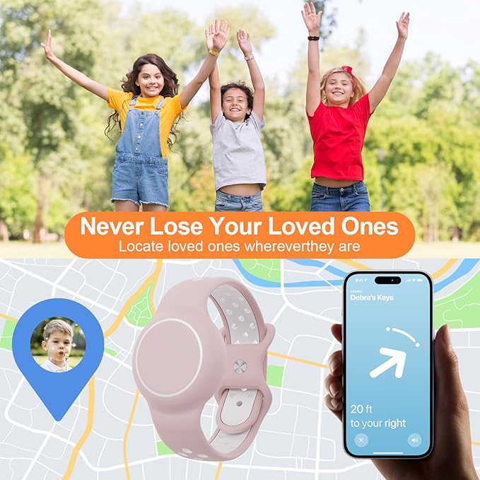 Waterproof Bracelet Compatible with AirTag for Kids (2 Pack), Protective Case GPS Tracker Holder for Child with Full Coverage Hidden Design, Soft Silicone Anti-Lost Wristband Cover for Toddler YPPW