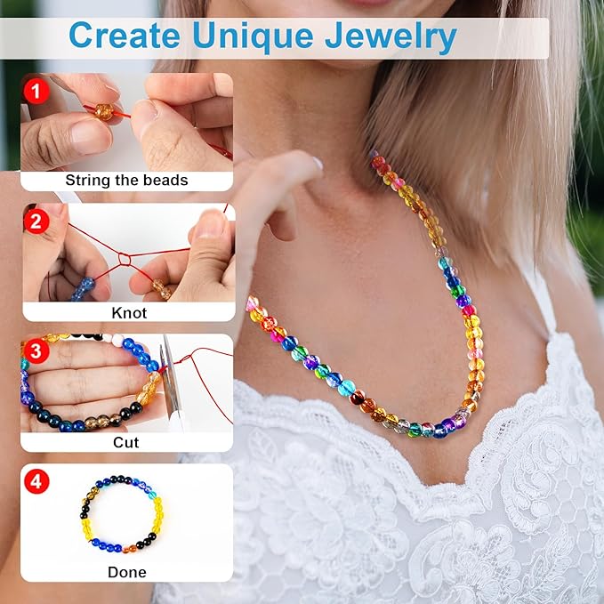 XSEINO About 1200pcs 6mm Crackle Glass Beads Bracelet Making Kit,24 Style Crack Sunshine Yellow Series Colorful Crystal Beads for Jewelry Bracelet Making,DIY Crafts,Friendship Bracelets,Necklaces