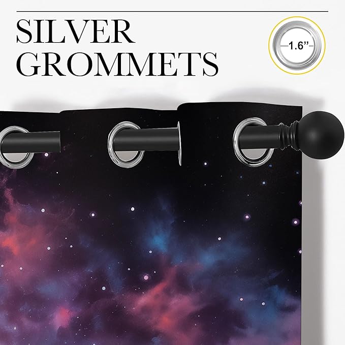 Wolf Blackout Curtains for Boys Girl Bedroom Decor,Fantasy Starry Sky Galaxy Forest Wildlife Thermal Insulated Grommet Drapes Darkening Window Curtain for Living Room Home 72x63 inch