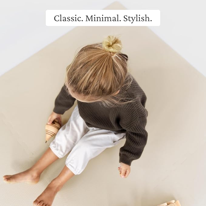Toddlekind Solid Color Foam Play Mat 4x4 Baby Playmat. Stylish, Non-Toxic, Odorless, Plain Design Puzzle Play Mat 0m+ Clay(Beige)
