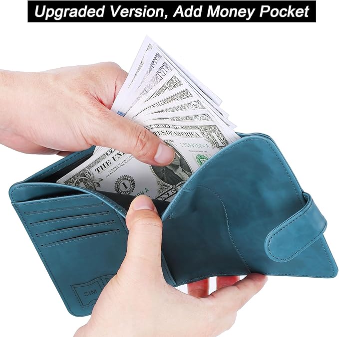 Passport Holder Cover Wallet Travel Essentials Leather Rfid Blocking Case Vacation Luggage Must Haves Travel Accessories for Men Women (120#Blue)