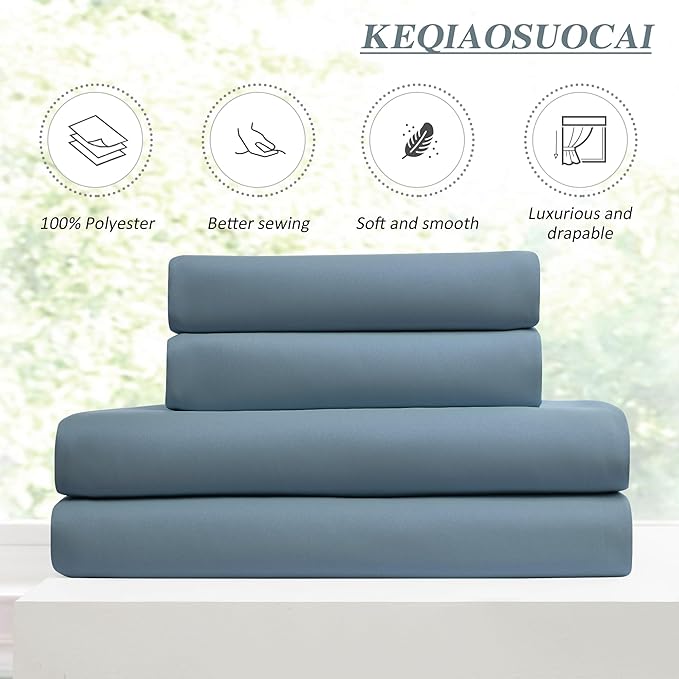 KEQIAOSUOCAI 2 PCs Dusty Blue Pleat Wide Drapes for Sliding Glass Door 60 Wide x 95 Inch Long, Privacy Light Block Noise Reduce Insulated Ceiling to Floor for Locker Room Basement Bedroom Closet