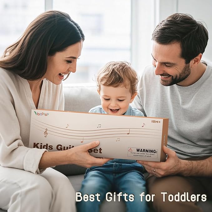 Kids Guitar Set - 7 in 1 Musical Instruments for Toddlers 2-4, Wooden Musical Toys for 2 3 4 Year Old Boy & Girls Birthday Gifts, Band Sets with Ukulele/Flute/Tambourine/Maracas Toys for Kids 3-5