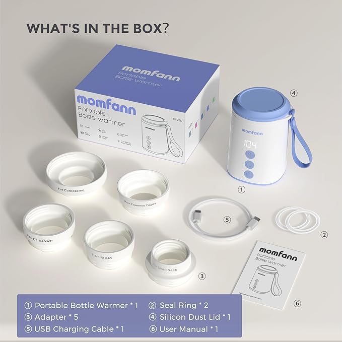 Portable Bottle Warmer, Travel Baby Bottle Warmer for Breastmilk On The Go, Leak-Proof, 2 Modes Fast Heating