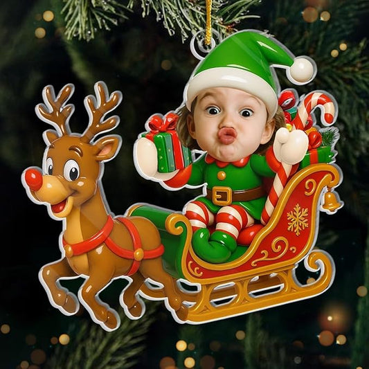 Pawfect House Custom Photo 2D Acrylic Ornament, Personalized Christmas Birthday Gifts for Kids, Sleigh Bells Fun, Funny Kid Christmas Ornaments 2025, Newborn Ornament Gifts for New Mom, New Dad