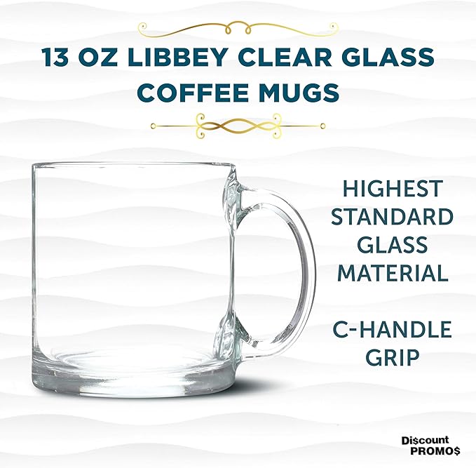 Libbey Clear Glass Coffee Mugs 13 oz. Set of 10, Bulk Pack - Perfect for Coffee, Tea, Espresso, Hot Cocoa, Other Beverages - Clear Bottom